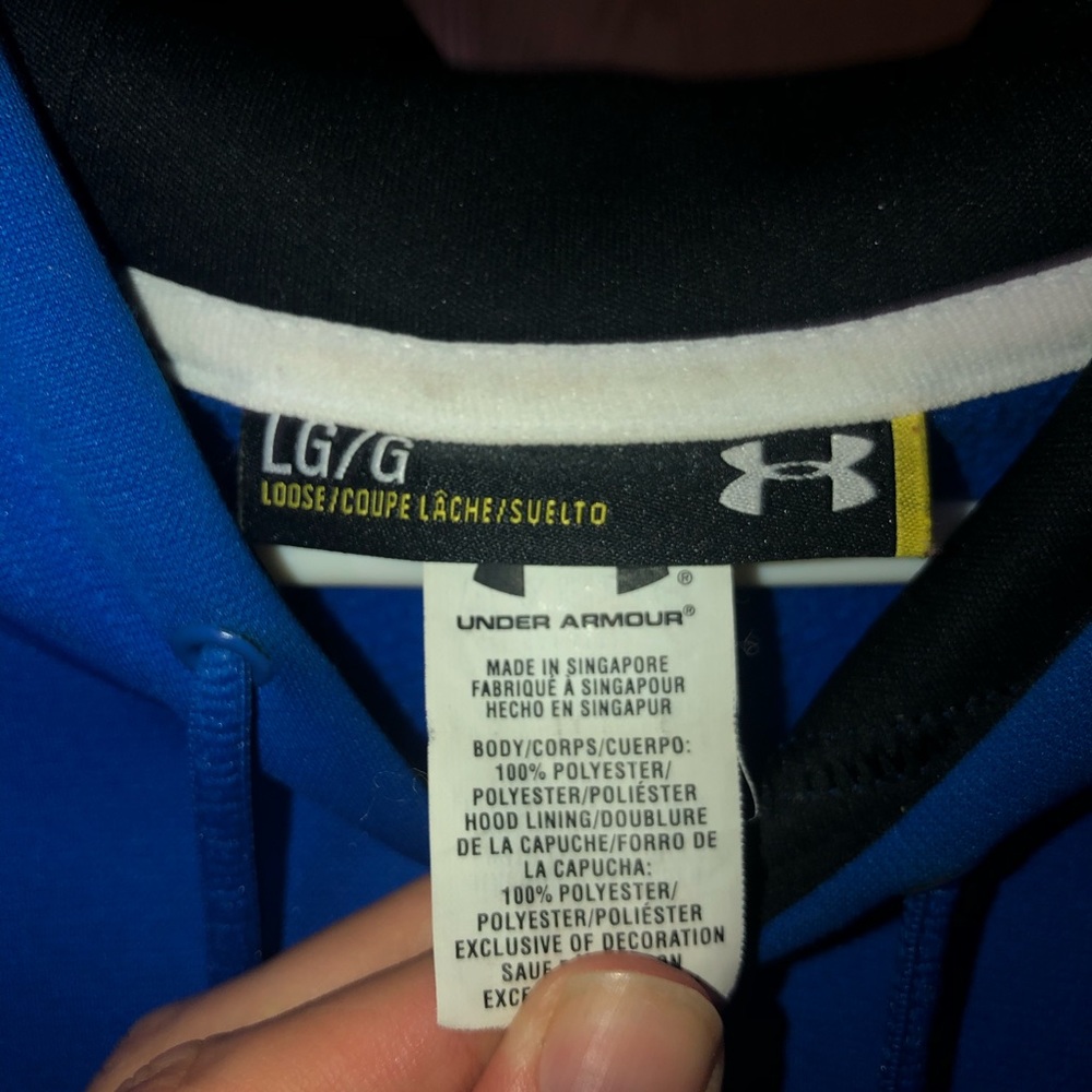 Under armor men’s large hoodie- color royal blue black logo - Picture 3 of 3